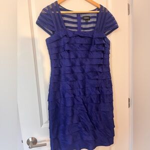 Adrianna Papell purple short cap sleeve formal dress 12 wedding guest tiered